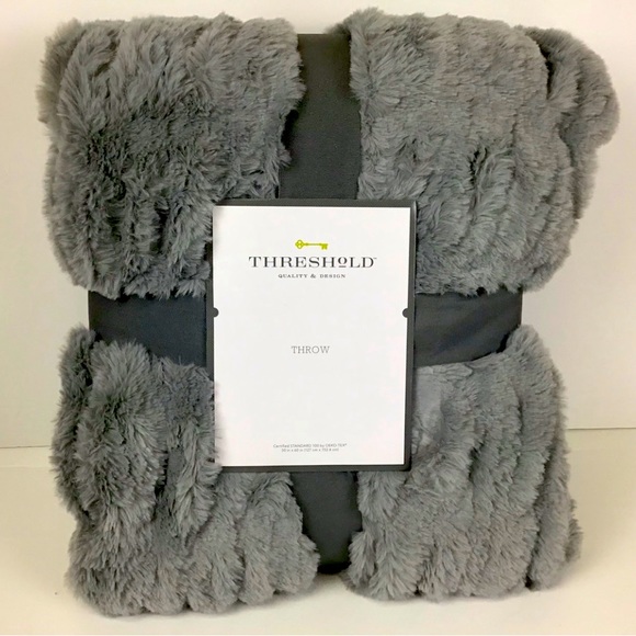 Threshold Bedding Threshold Quality Design Gray Faux Fur Throw
